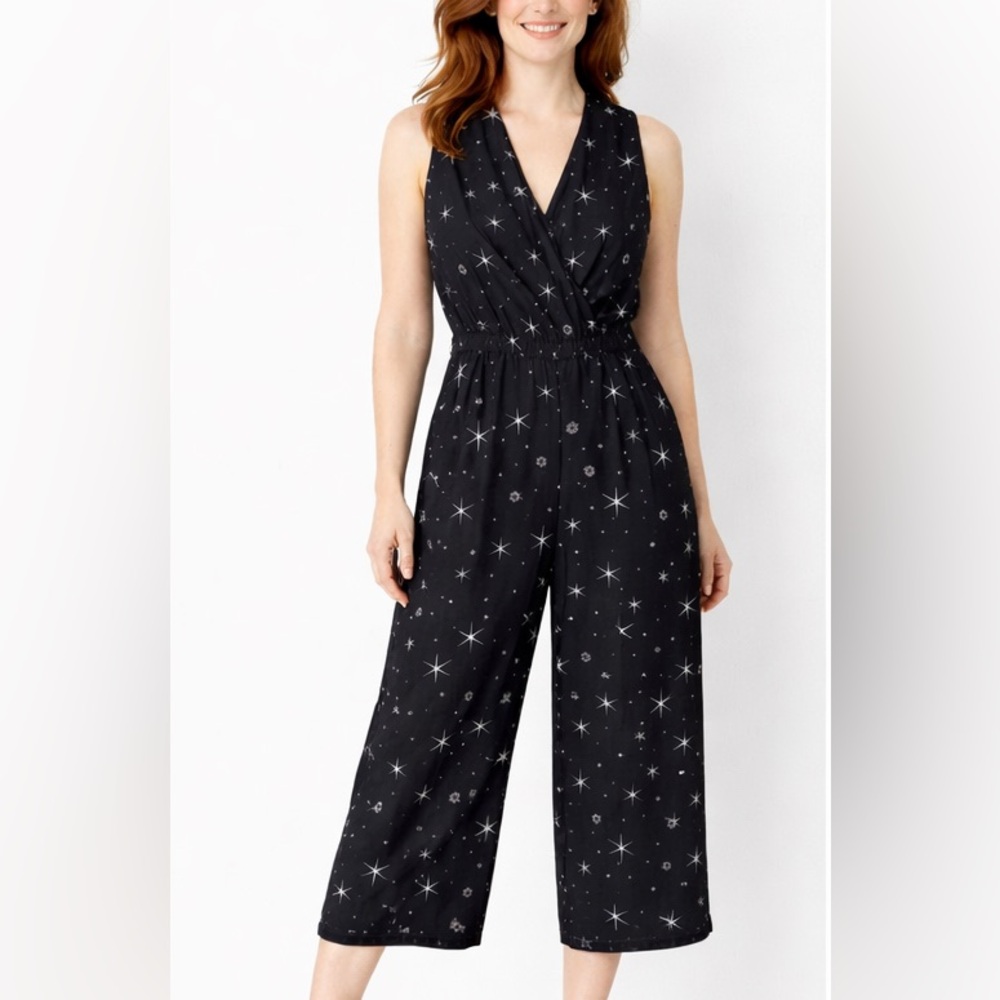 Star Wars Celestial Star Print Wide-Leg Cropped Jumpsuit Size S